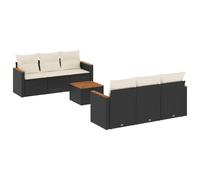 vidaXL Ensemble de salon de jardin 7 pièces modulable poly rotin avec coussins noir