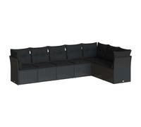 vidaXL Ensemble de salon de jardin 7 pièces avec coussins noir poly rotin