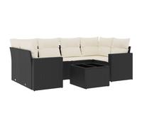 vidaXL Ensemble de salon de jardin 7 pièces avec coussins noir poly rotin