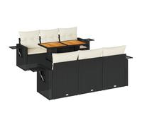 vidaXL Ensemble de salon de jardin 7 pièces en résine tressée poly rotin noir avec coussins