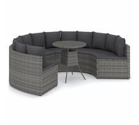 vidaXL Ensemble de salon de jardin 7 pièces avec coussins Poly rotin gris