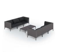 vidaXL Ensemble de salon de jardin 7 pièces avec coussins Poly rotin gris foncé