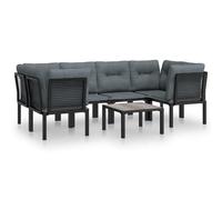 vidaXL Ensemble de salon de jardin 7 pièces en poly rotin noir et gris