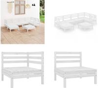 vidaXL Ensemble de salon de jardin 7 pièces pin massif blanc - Ensemble de salon de jardin - Ensemble de salon d'extérieur - Ottomane en bois - Ensemble de meubles de jardin