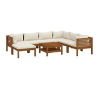 vidaXL Ensemble de salon de jardin 8 pièces avec coussins Crème Bois massif Acacia