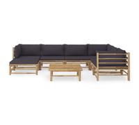 vidaXL Ensemble de salon de jardin 8 pièces avec coussins gris foncé en bambou