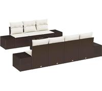 Ensemble de canapés vidaXL avec coussins, 8 pièces, en rotin synthétique marron