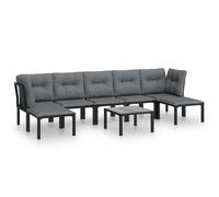 vidaXL Ensemble de salon de jardin 8 pièces 3187765 poly rotin noir et gris – Moderne