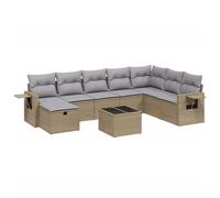 vidaXL Ensemble de salon de jardin 9 pièces avec coussins beige Poly rotin