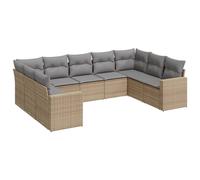 vidaXL Ensemble de salon de jardin 9 pièces – Poly rotin beige avec coussins