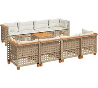 vidaXL Ensemble de salon de jardin 9 pièces avec coussins beige Poly rotin