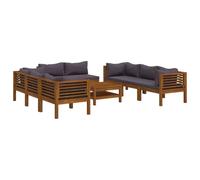 vidaXL Ensemble de salon de jardin 9 pièces avec coussins en bois massif d'acacia