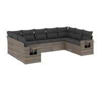 vidaXL Ensemble de salon de jardin 9 pièces avec coussins Gris Poly rotin