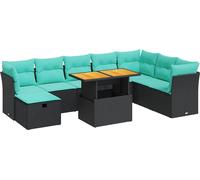 vidaXL Ensemble de salon de jardin 9 pièces avec coussins Gris Poly rotin Acacia
