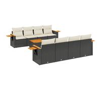 vidaXL Ensemble de salon de jardin 9 pièces avec coussins noir poly rotin