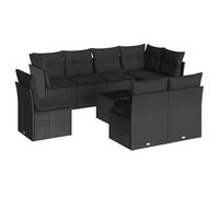 vidaXL Ensemble de salon de jardin 9 pièces avec coussins noir poly rotin