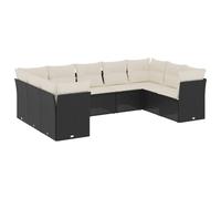 vidaXL Ensemble de salon de jardin modulable 9 pièces résine tressée poly rotin avec coussins noir