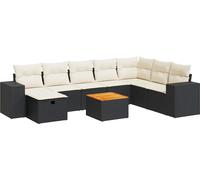 vidaXL Ensemble de salon de jardin 9 pièces avec coussins noir poly rotin
