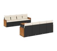 vidaXL Ensemble de salon de jardin 9 pièces – Poly rotin noir avec coussins