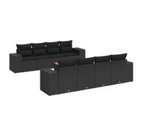 vidaXL Ensemble de salon de jardin 9 pièces avec coussins noir poly rotin