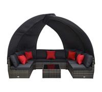 vidaXL Ensemble de salon de jardin 9 pièces avec toit solaire Poly Rattan Anthracite
