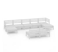 vidaXL Ensemble de salon de jardin 9 pièces blanc pin massif