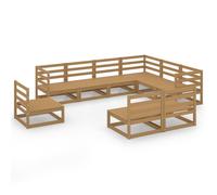 vidaXL Salon de jardin 9 pcs marron miel bois de pin