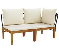 vidaXL : Ensemble de salon de jardin pour 2 personnes avec coussins, en bois d'acacia massif et corde