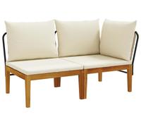 vidaXL : Ensemble de salon de jardin avec 2 fauteuils, coussins, en bois d'acacia massif et corde