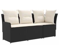 vidaXL Ensemble de salon de jardin avec canapé d'angle, 2 pièces, noir et crème, rotin PE