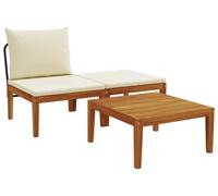 vidaXL : Ensemble de salon de jardin composé de 3 pièces, avec coussins, en bois d'acacia massif et corde