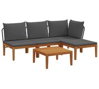 vidaXL : Ensemble de salon de jardin composé de 5 pièces avec coussins, en bois d'acacia massif et corde