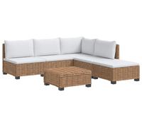 vidaXL : Ensemble de salon de jardin en rotin avec 6 pièces et coussins, modèle GENDT, rotin naturel