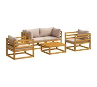 vidaXL Ensemble de Salon de Jardin modulable 5 pièces Naturel