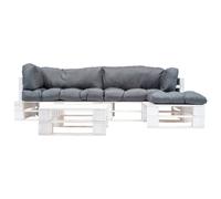 vidaXL Ensemble de salon en palette de 4 pièces avec coussins en bois gris