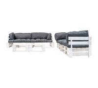vidaXL Ensemble de salon en palette de 6 pièces avec coussins en bois gris