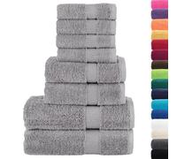 vidaXL Ensemble de serviettes qualité supérieure 8 pcs—Essuie-mains/douche/draps/invité Gris 600g/m²