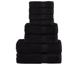 vidaXL Ensemble de serviettes de qualité supérieure SOLUND 8 pcs noir