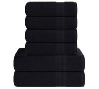 vidaXL Ensemble de serviettes 6 pcs noir 360 g/m² 100% coton