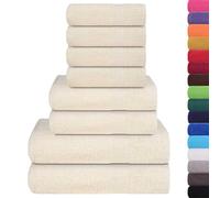 vidaXL Ensemble de Serviettes FROGN 8 pcs crème 360 g/m² 100% Coton, Serviette, Ensemble de Serviettes de Bain, Serviette à Main, Serviette de Bain