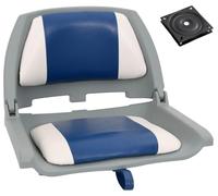 vidaXL Ensemble de siège de bateau 2-pièces pliable avec rembourrage en bleu-blanc