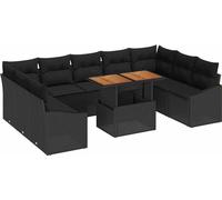 vidaXL Ensemble de sofa de jardin, 10 pièces, noir et marron