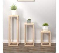 vidaXL Ensemble de 3 supports pour plantes en bois massif de pin