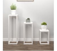 vidaXL Ensemble de 3 supports pour plantes Blanc Pin massif