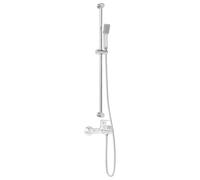 vidaXL Ensemble de Système de Douche Chrome 100 cm Acier inoxydable, Ensemble de douche réglable, style carré, facile à nettoyer, résistant à la rouille, pour salle de bain moderne