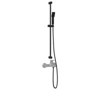 vidaXL Ensemble de Système de Douche Noir 100 cm Acier inoxydable, Ensemble de douche réglable, style carré, facile à nettoyer, résistant à la rouille, pour salle de bain moderne