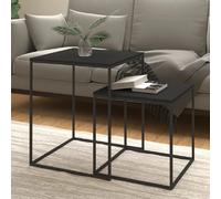 Ensemble de table basse 2 pcs bois d ingénierie et métal Noir G