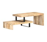 vidaXL Ensemble de Table Basse 2 pcs Table d'Appoint Table de Canapé Meuble de Salon Bureau Maison Intérieur Bois de Manguier Massif