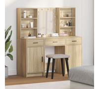 Vidaxl Ensemble De Table De Maquillage 3 Pièces En Chêne Sonoma En Bois D'ingénierie