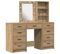 Vidaxl Ensemble De Table De Maquillage De 3 Pièces Avec Led En Bois D'ingénierie Chêne Artisan